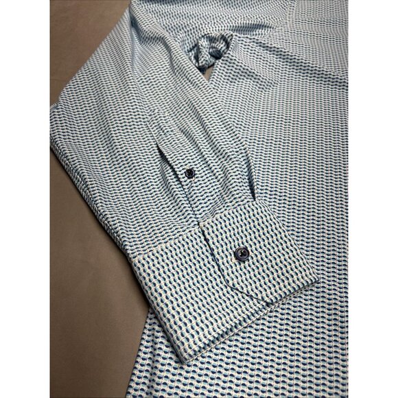 J Hilburn Geometric Blue/White Men's Size 3XL Casual Long Sleeve Button Down - Picture 3 of 16
